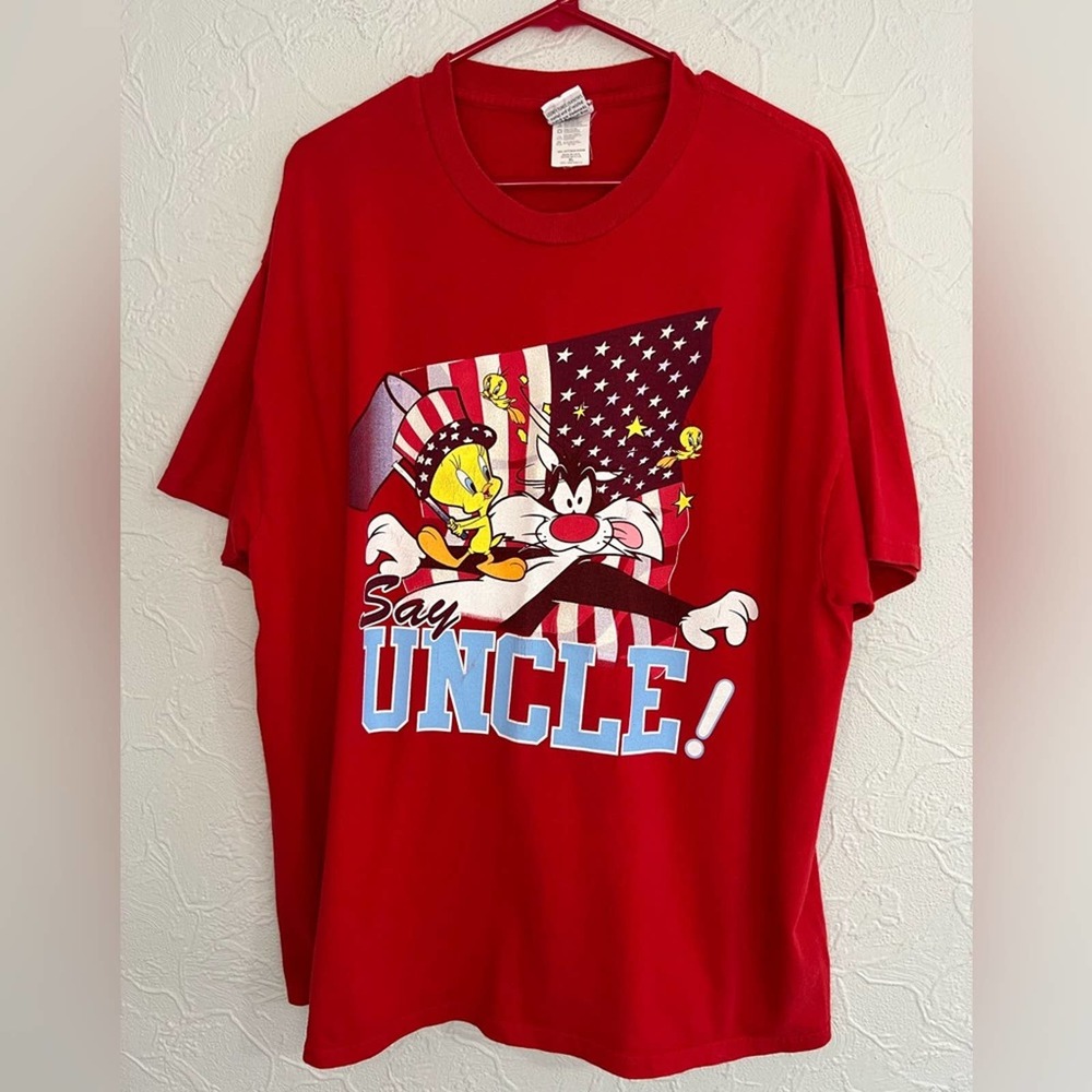 Vintage Looney Tunes Say Uncle TWEETY SYLVESTER T Shirt Mens Size XL MADE IN USA